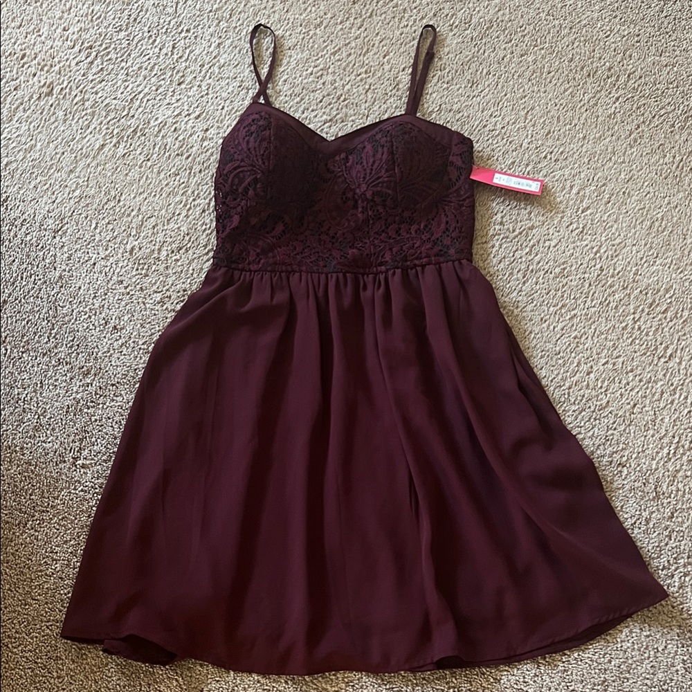 Xhilaration Burgundy Lace Mini Dress